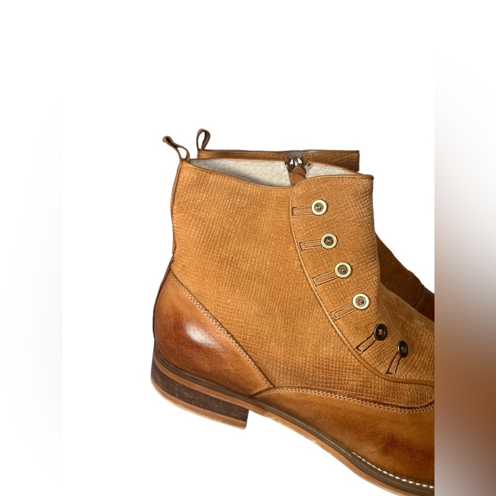 Giovanni Kendrick Leather Ankle Boot Tan Mens 13 Wool Felt Accent - Picture 3 of 11